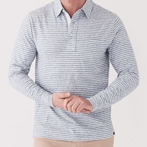 NWT Faherty mens’s heather grey stripe Laguna Polo